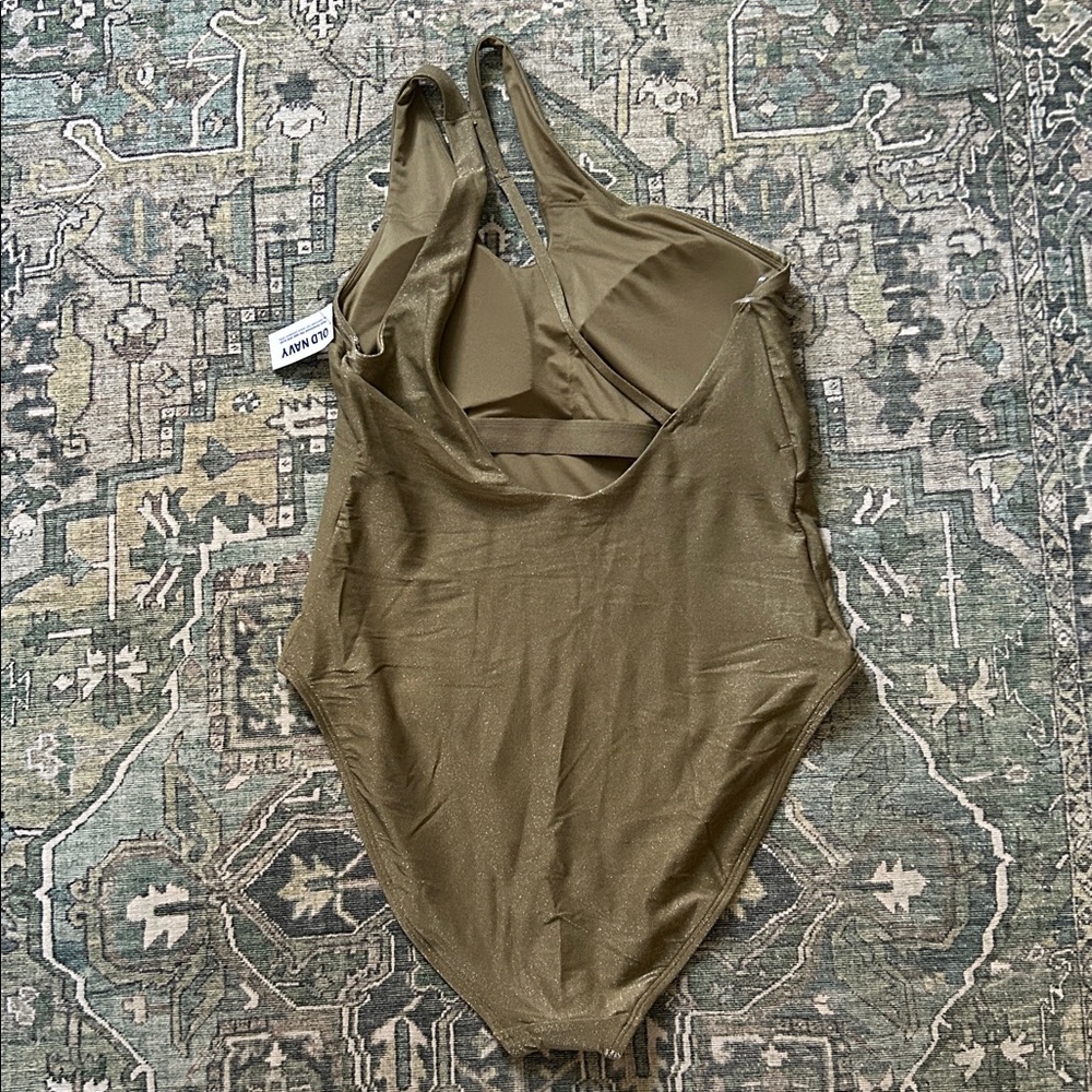 NWT Old Navy Gold One Shoulder Shine Swimsuit Women's Size Large - Picture 5 of 6